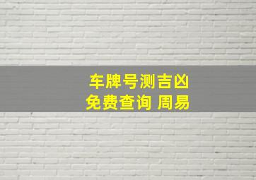 车牌号测吉凶免费查询 周易